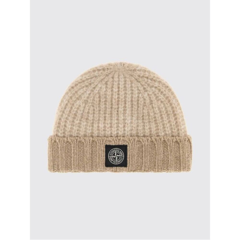 Stone Island Men Stone Island Alpaca Wool Blend Beanie With Cuff And Logo Patch